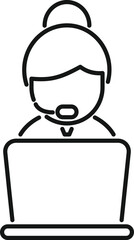 Call support icon outline vector. Office service. Work online