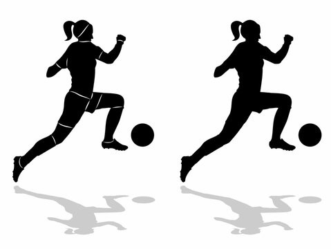 silhouette of soccer player, vector drawing
