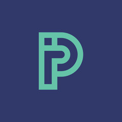 Modern and minimalist initial letter PI or IP monogram logo - obrazy, fototapety, plakaty