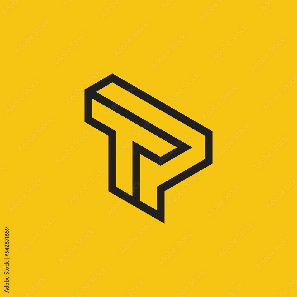 Poster modern and minimalist initial letter pt or tp monogram logo