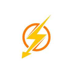 Lightning flash logo. Thunder Lightning icon isolated on white background