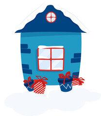 christmas house with gifts