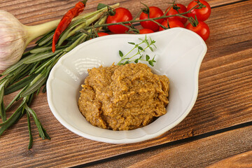 Jewish eggplant dip with oil