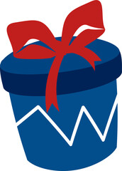 festive blue box with ribbons