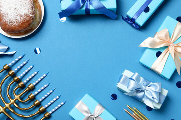 Сoncept of Jewish holiday, Hanukkah, space for text