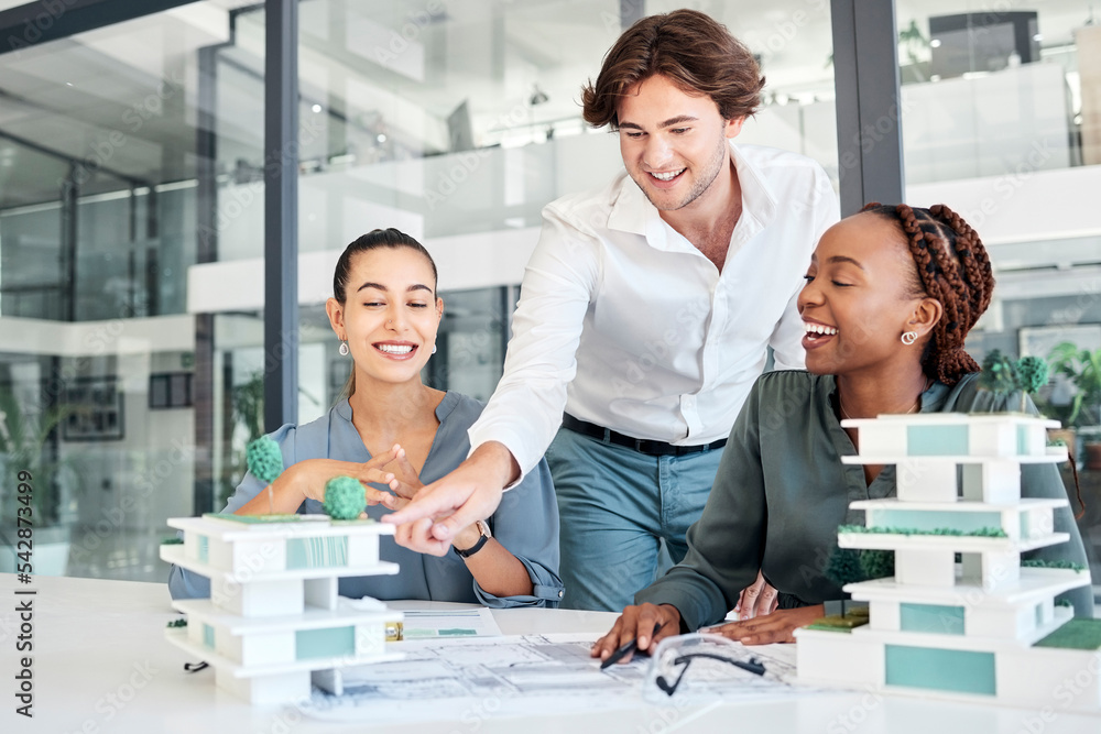 Poster architecture, building engineering or designers and 3d model, construction or real estate structure 