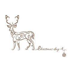 Luxury Christmas reindeer swirl calligraphic vector for card design 