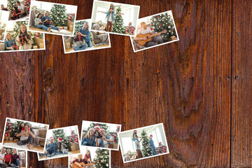 collage of New Year's photos. christmas decoration, new year background.