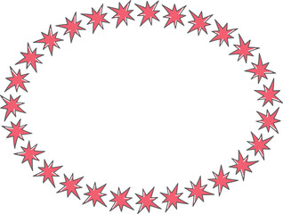 Oval frame pink  stars christmas lights on transparent background . Magic  flying stars. png