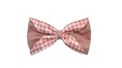 Beautiful hair bow design in pink color made out of cotton fabric with white background