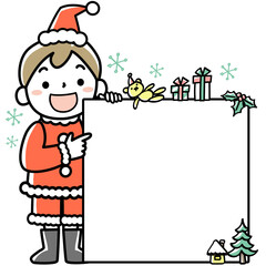 サンタクロースのコスチュームを着た男の子とフレーム