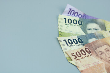 a group of Indonesian state change, with gray copy space or negative space, Indonesian rupiah