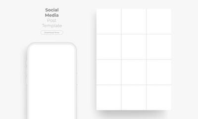 Clay Phone With Blank Social Media Puzzle Template for Presentations of Your Accounts. Vector Illustration