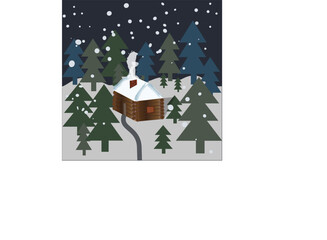 
Village houses in the forest in vector