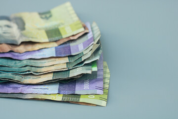 a group of Indonesian state change, with gray copy space or negative space, Indonesian rupiah