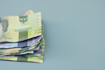 a group of Indonesian state change, with gray copy space or negative space, Indonesian rupiah