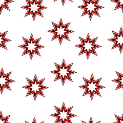 Seamless pattern red stars buffalo plaid vector illustration