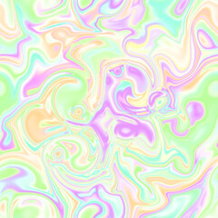 Holographic seamless pattern. The effect of flowing iridescent liquid. Psychedelic effect. Fairy tale unicorn trend background. 90s fashion..