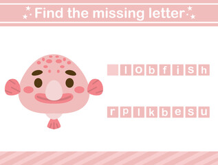 Find the missing letter of animal suitable for preschool Educational page for kids