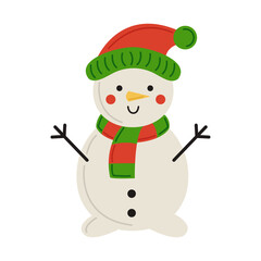 Cartoon snowman PNG file with transparent background.