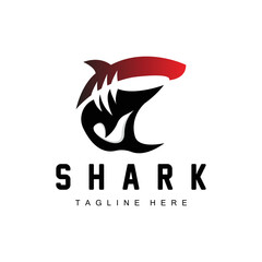 Shark Logo, Wild Fish Vector Illustration, Ocean Predator, Product Brand Design Icon - obrazy, fototapety, plakaty