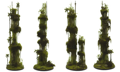 Giant trees with vines and moss
