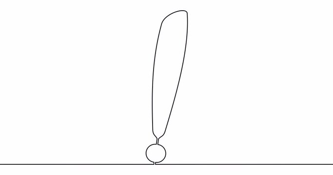 Self drawing line animation exclamation mark continuous one single line drawn concept video
