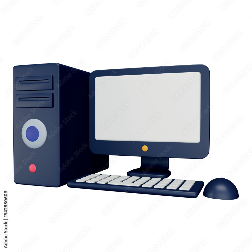 Poster computer 3d rendering isometric icon.