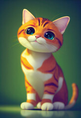 Fototapeta na wymiar Cute tiger cat as 3D cartoon character illustration