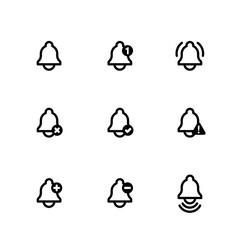 Notification icon vector, material design, Social Media element, Image, Illustration. New message. Bells set.