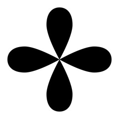 Black filled leaf, flower shapes, floral graphic element. Isolated png illustration, transparent background. Asset for brush, stamp, cards, montage, collage or neo geometric pattern.