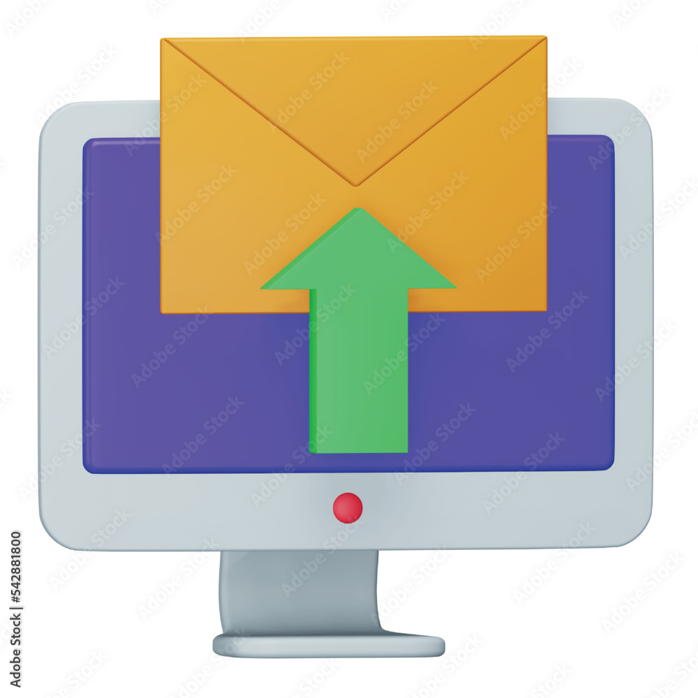 Poster sending 3d rendering isometric icon.