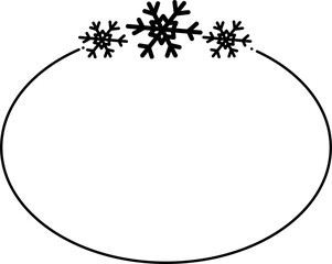  Snowflakes oval frame on transparent background. Png.