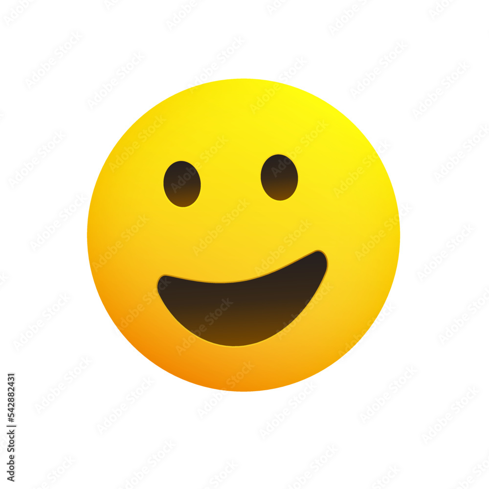 Poster smiling emoji - simple happy emoticon with open eyes isolated on white background - vector design