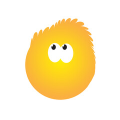Emoji with Funny Blowsy Hair - Simple Emoticon on White Background