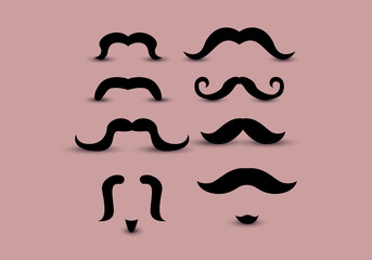 Hand drawn people whiskers vector set. People whiskers icon set.