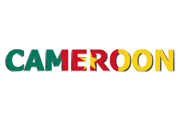 3D Flag of Cameroon on a text background.
