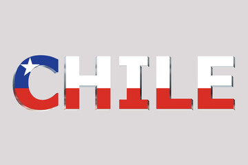 3D Flag of Chile on a text background.