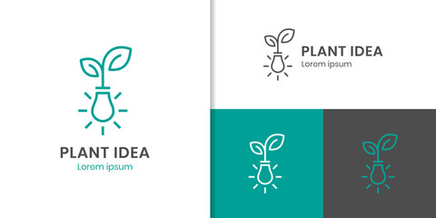 Light Bulb Lamp with Leaf for Creative Garden Plant Farm Innovation Idea Logo icon design element