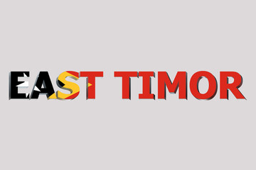 3D Flag of East Timor on a text background.