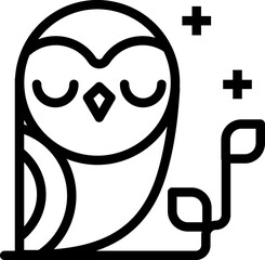 Owl bird cartoon line illustration