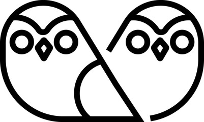 Obraz premium Owl bird cartoon line illustration