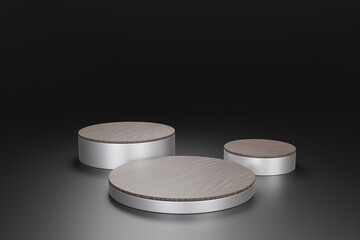 Glossy Circle Wooden Podium 3D Render