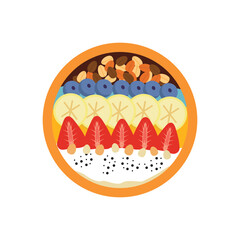 delicious granola, muesli, cereal with nuts and fruits in the bowl design vector flat isolated illustration