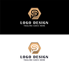 Letter SP hexagon logo design