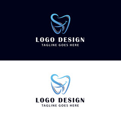 Letter S or SH dental logo design