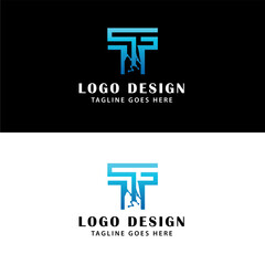 Letter T Mountain tech logo design