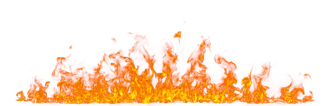 Isolated fiery red flames against a white background.