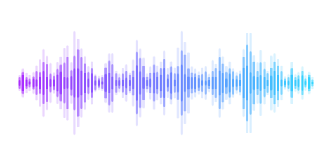 Fototapeten Abstract sound wave stripe lines colourful gradient blue purple equalizer isolated on transparent background in concept music, sound, technology. © korkeng