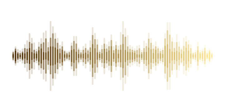 Abstract sound wave stripe lines luxury gold gradient equalizer isolated on transparent background in concept music, sound, technology.